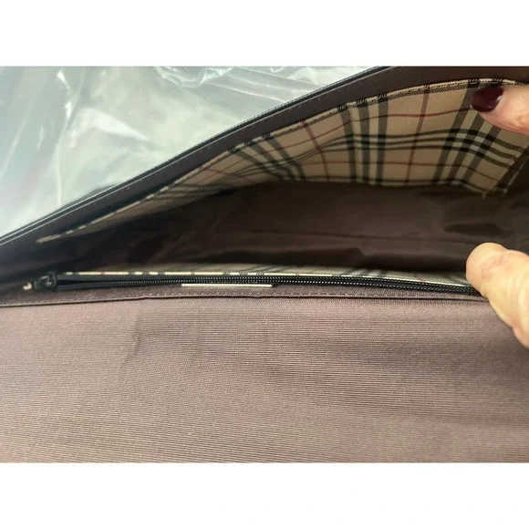 Burberry Black Textured Leather Flap Shoulder Bag Nova Check Lining COA # 420 - Picture 6 of 11